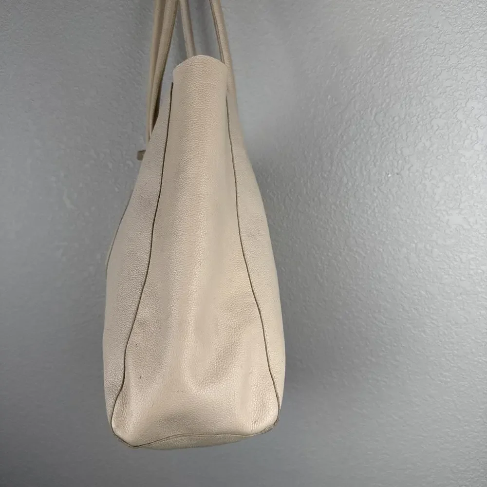 Lucky Brand Jaid Shoulder Tote Bag Purse Shopper Stucco Ivory Pebbled Leather - Picture 3 of 10
